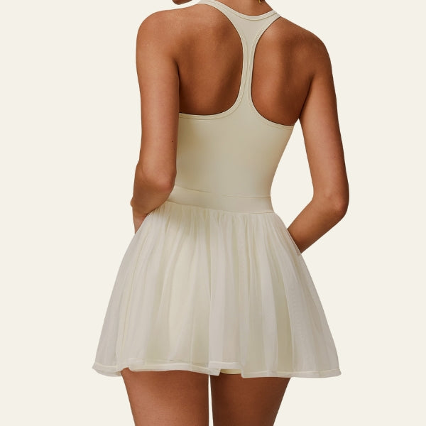 The Malibu Mesh-Skirt Athletic Romper