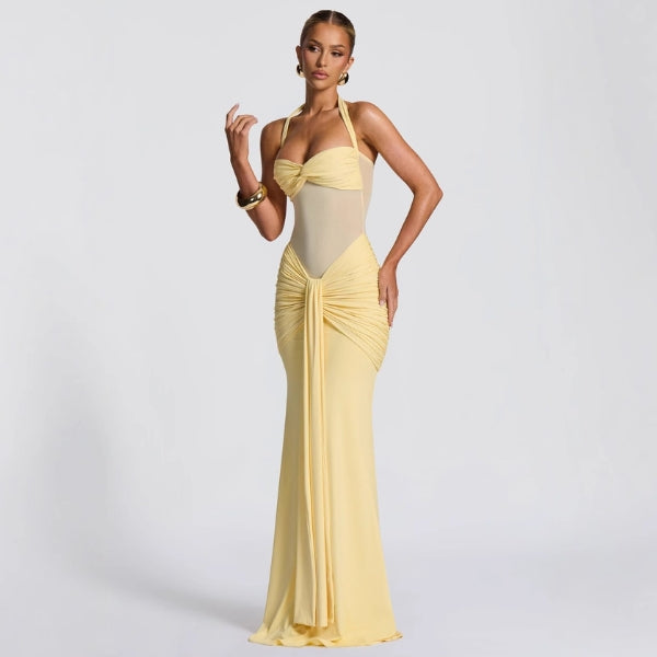 The Ravello Ruched Halter Maxi Dress