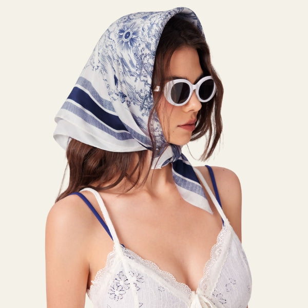 The Provence Toile-Print Headscarf