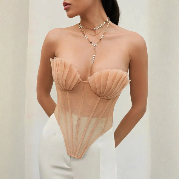 The Capri Tie-Back Sheer Mesh Corset Top