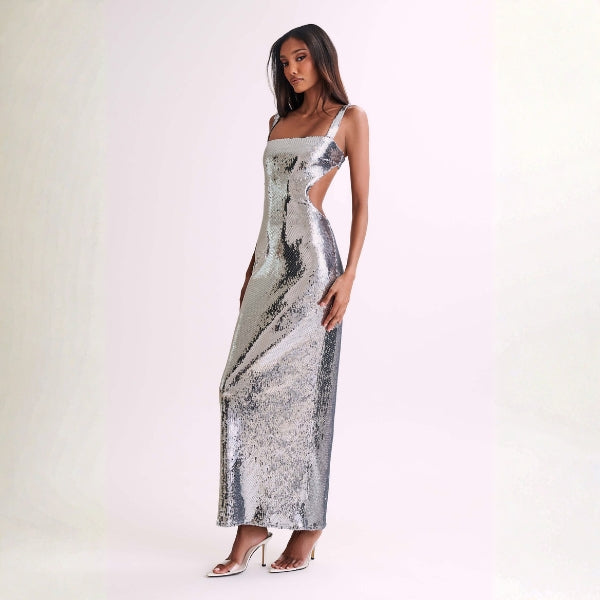 The Capri Cutout-Sequin Maxi Dress