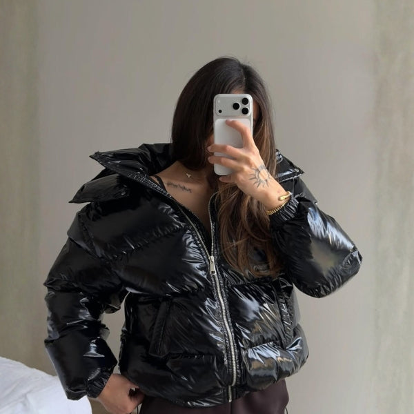 The Soho Gloss-Finish Hooded Puffer Jacket