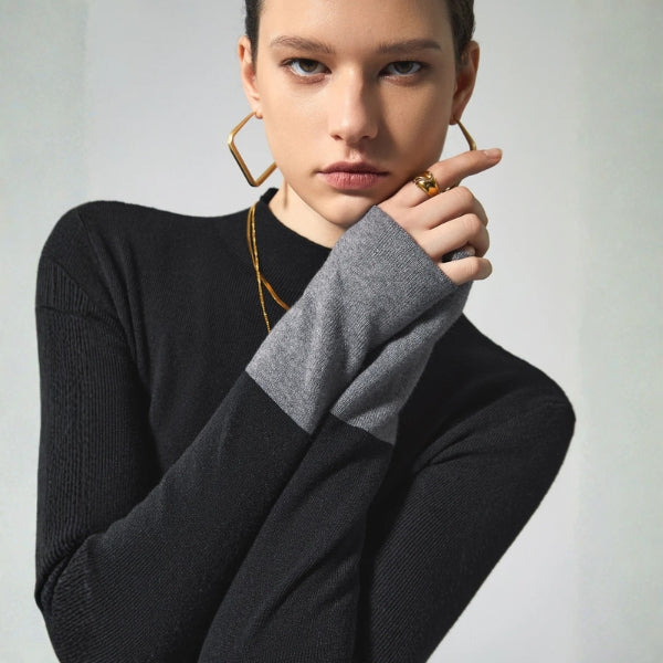 The Vienna Two-Tone Knit Turtleneck
