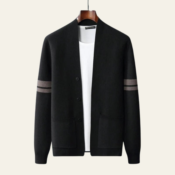 The Kyoto Stripe-Sleeve Knit Cardigan