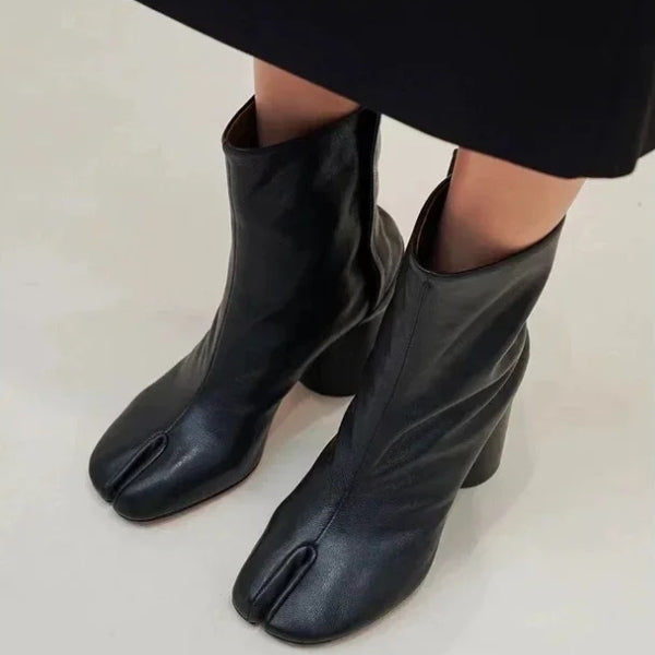 The Kyoto Split-Toe Block Heel Ankle Boots