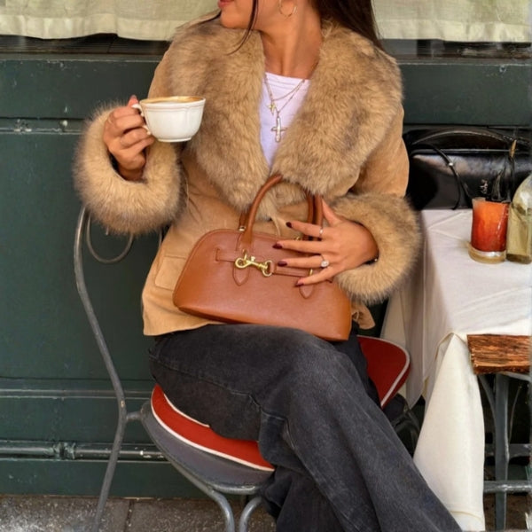 The Aspen Faux-Fur Trim Suede Jacket