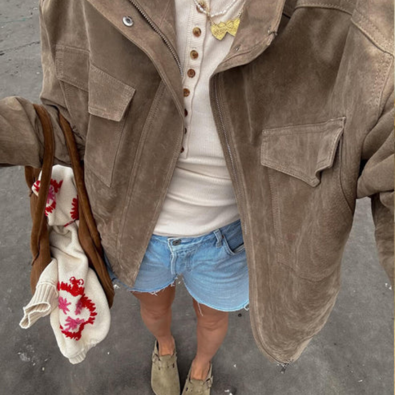 The Geneva Suede Bomber Jacket