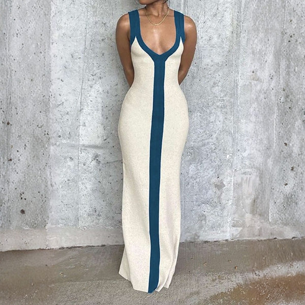 The Portofino Contrast-Panel Knit Maxi Dress