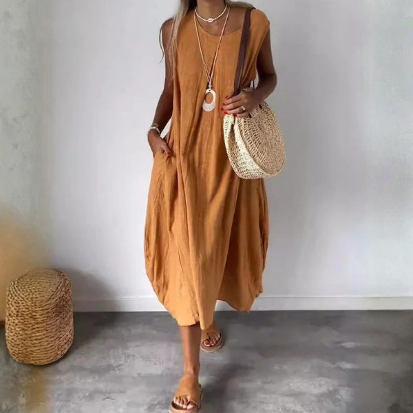 The Capri Textured Sleeveless Midi Dress