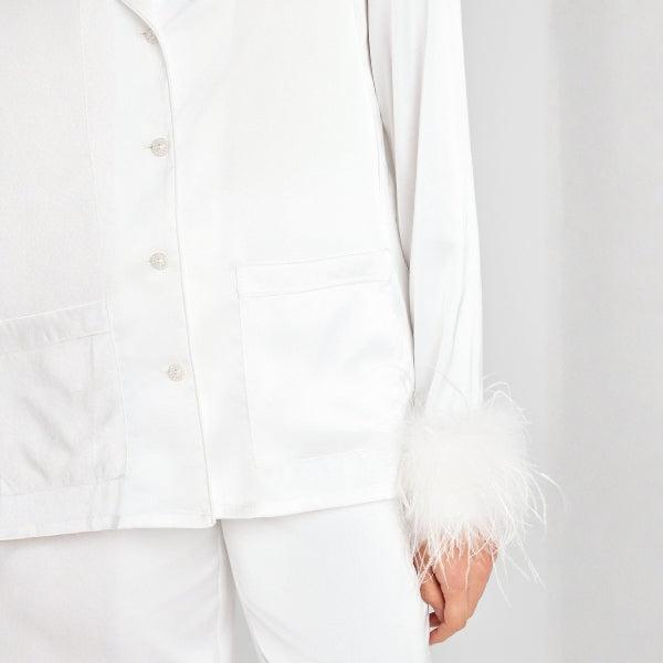 The Capri Feather-Trim Satin Lounge Set