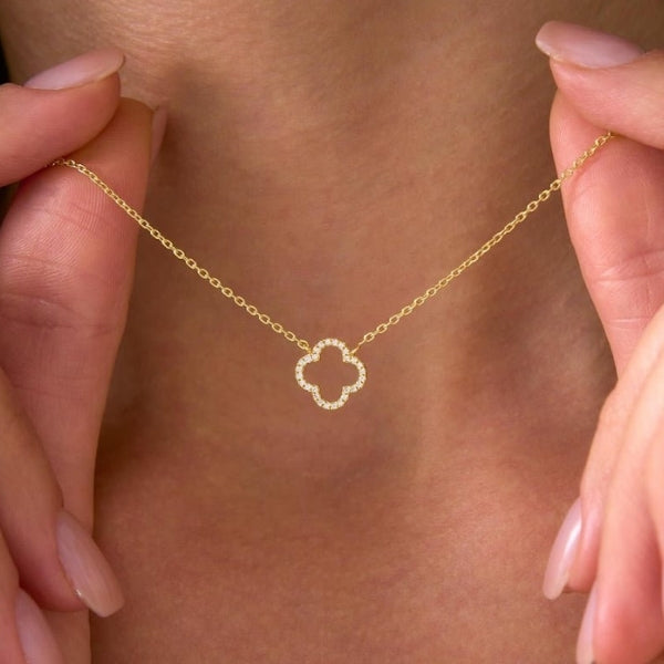 The Capri Pavé Clover Necklace