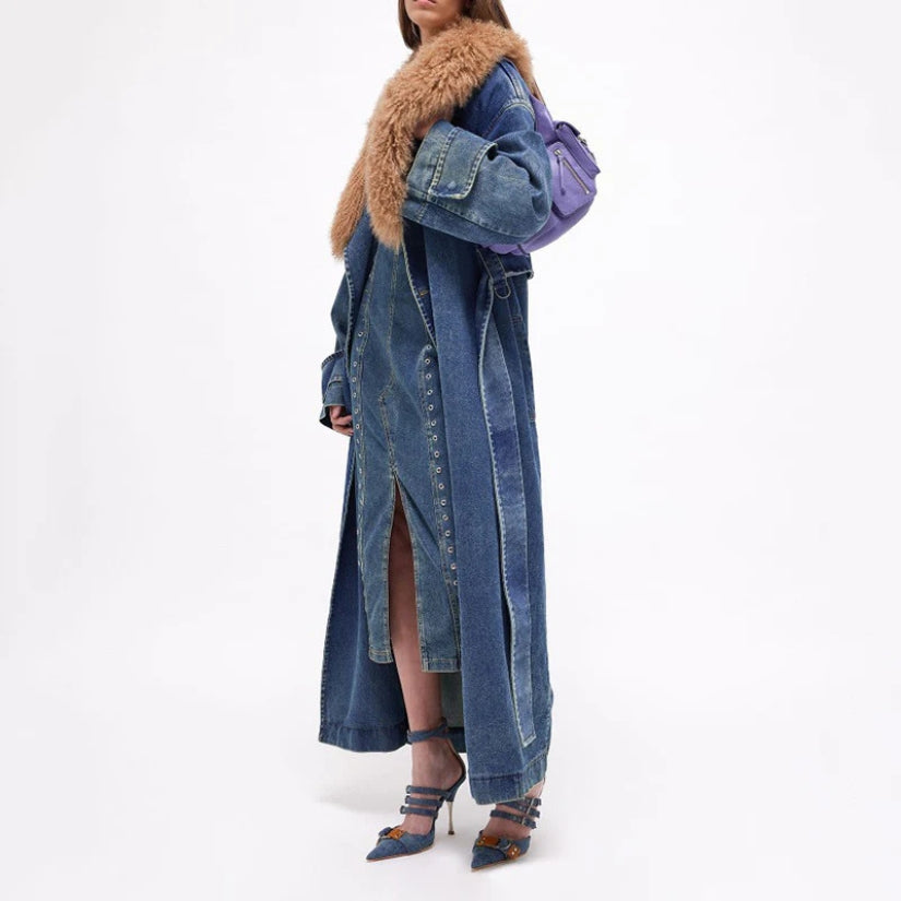 The Aspen Denim Shearling Coat