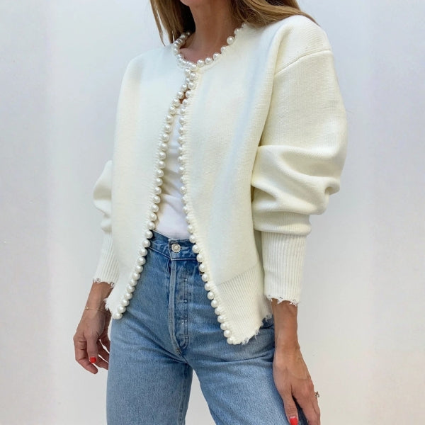 The Monaco Pearl-Trim Knit Cardigan