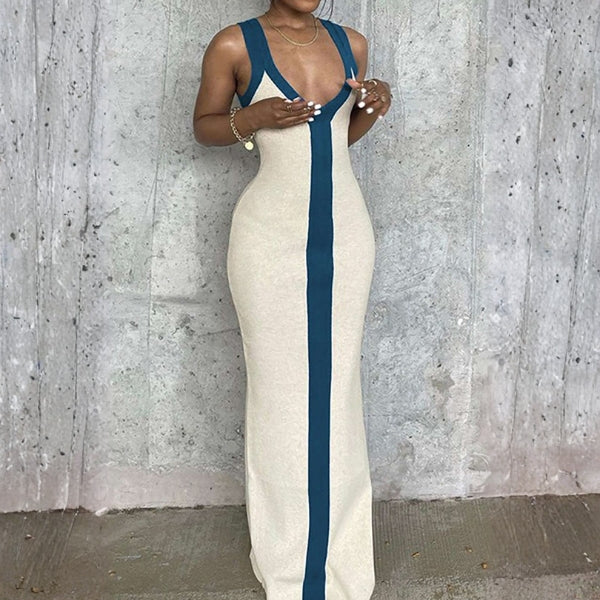 The Portofino Contrast-Panel Knit Maxi Dress