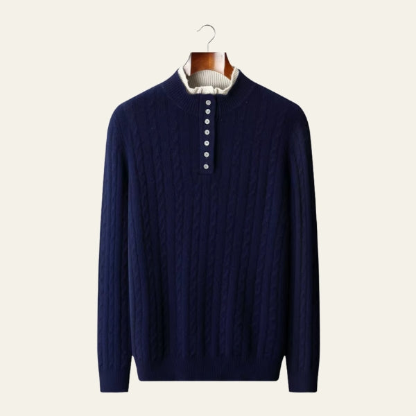 The Chamonix Merino Wool Button Mock Neck