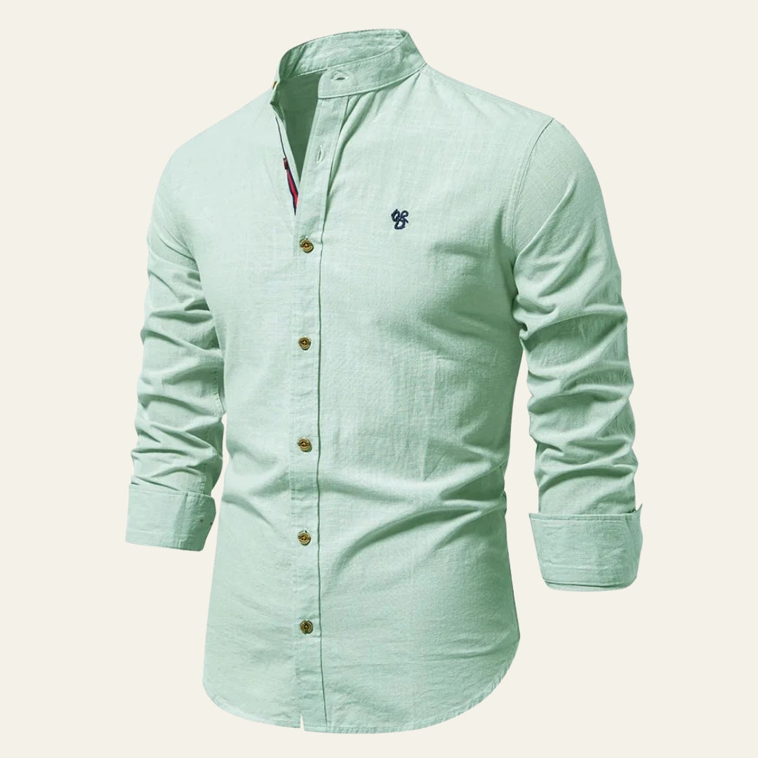 The Capri Soft-Weave Band-Collar Shirt