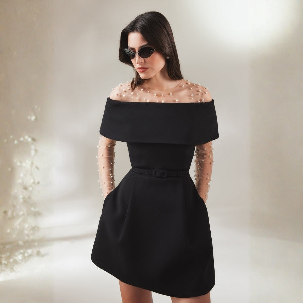 The Monaco Belted Off-Shoulder Mini Dress