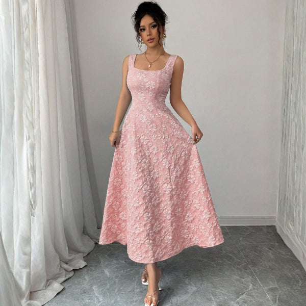 The Santorini Jacquard Floral Maxi Dress