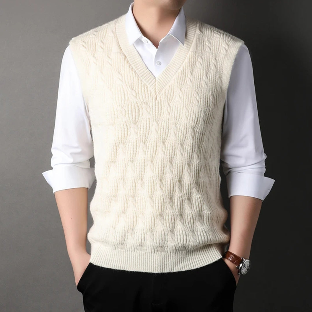 The Aspen Cable-Knit V-Neck Sweater Vest