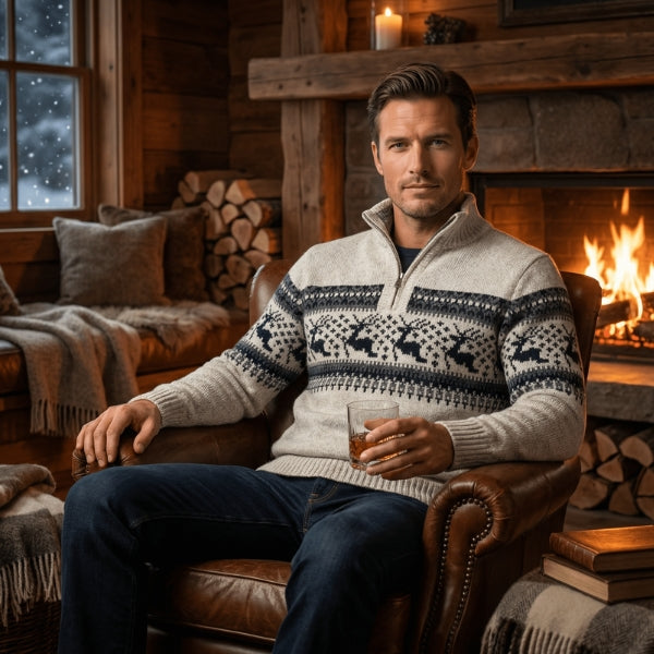 The Nordic Pattern Quarter-Zip Knit
