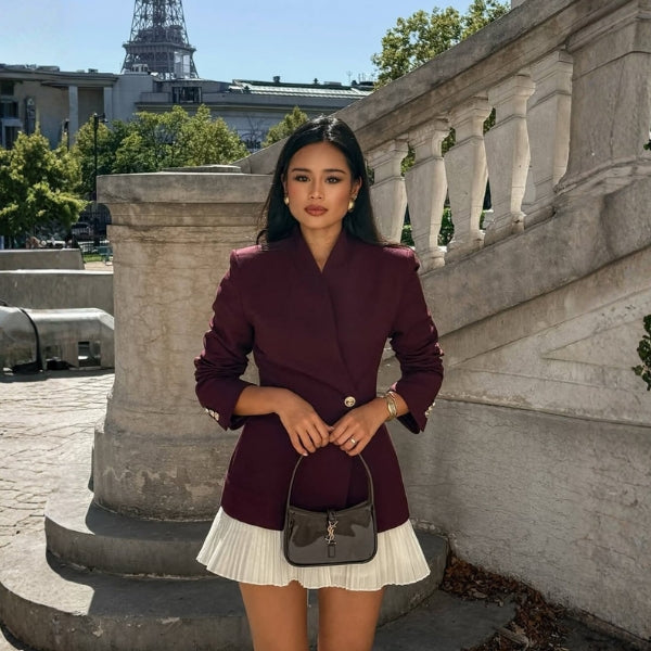 The Paris Pleated-Hem Blazer Dress