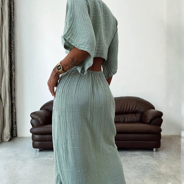 The Santorini Cut-Out Tie-Front Maxi Dress