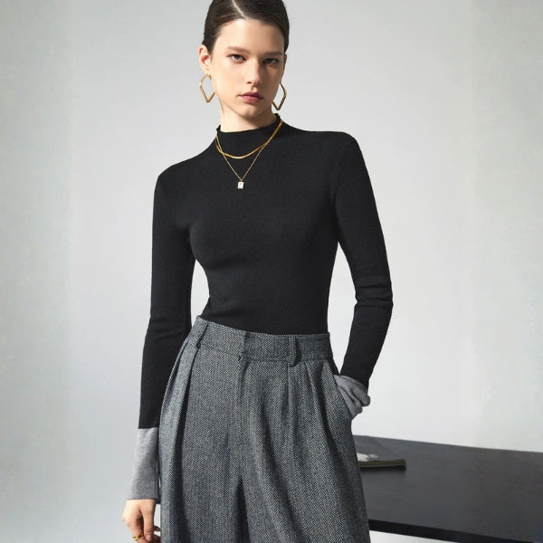 The Vienna Two-Tone Knit Turtleneck