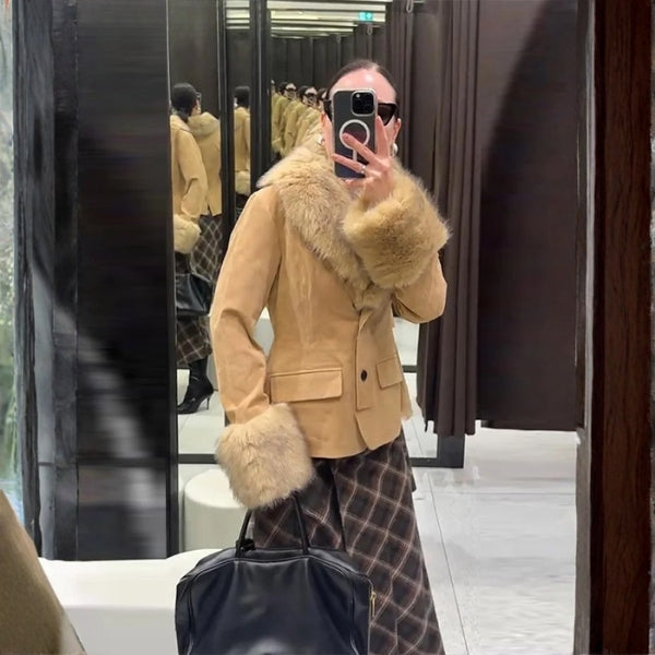 The Aspen Faux-Fur Trim Suede Jacket