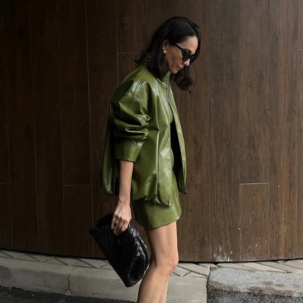 The Soho Zip-Front Leather Bomber Jacket