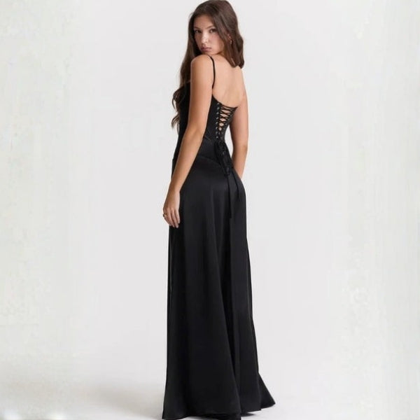 The Mirrorcurve Satin-Finish Maxi Dress