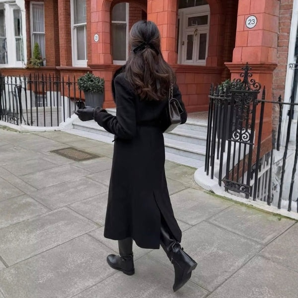 The Kensington Faux-Fur Collar Belted Maxi Coat