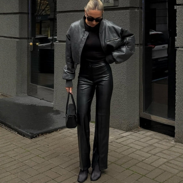 The Chelsea Flared Leather Trousers
