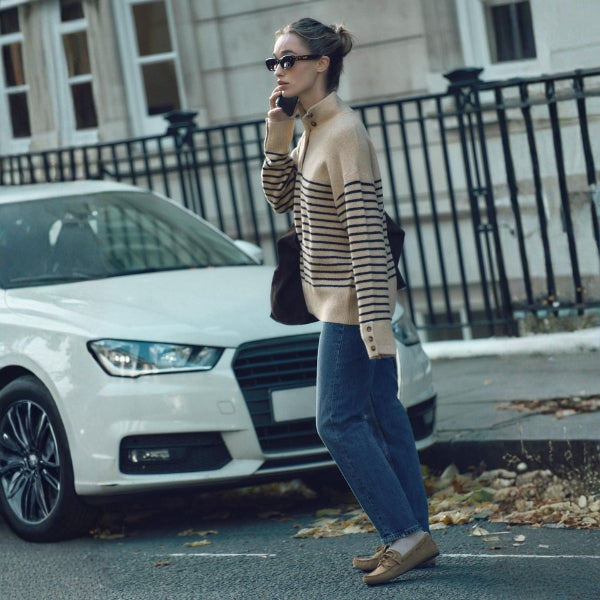 The Oslo Button-Front Textured Knit Sweater