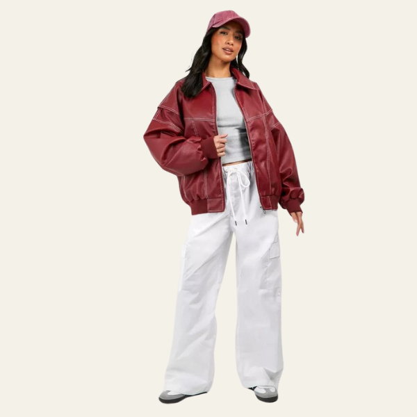 The Bordeaux Oversized Zip Jacket