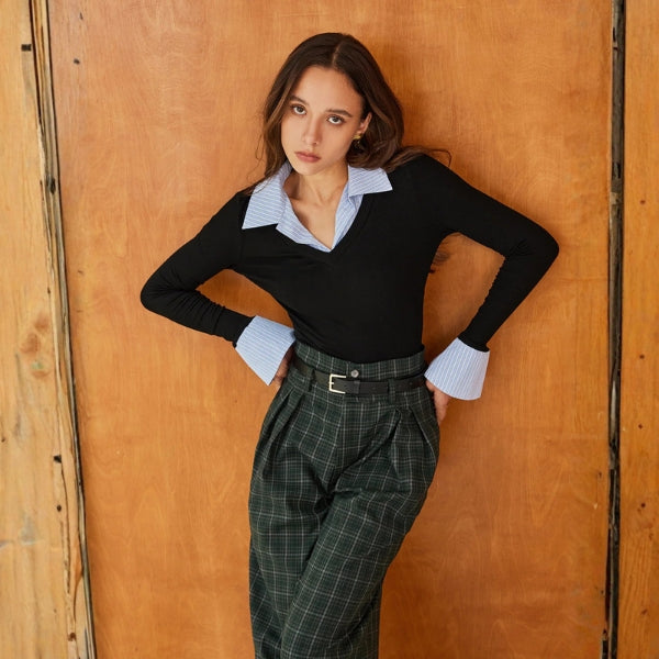 The Verona Layered-Collar Knit Top