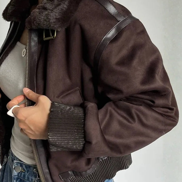 The Aspen Faux-Shearling Collar Bomber Jacket