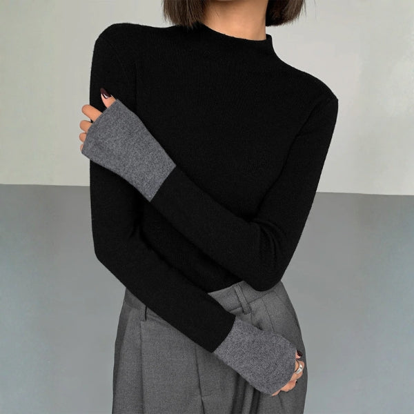 The Vienna Two-Tone Knit Turtleneck