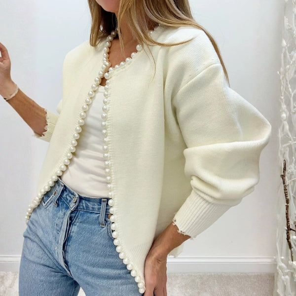 The Monaco Pearl-Trim Knit Cardigan