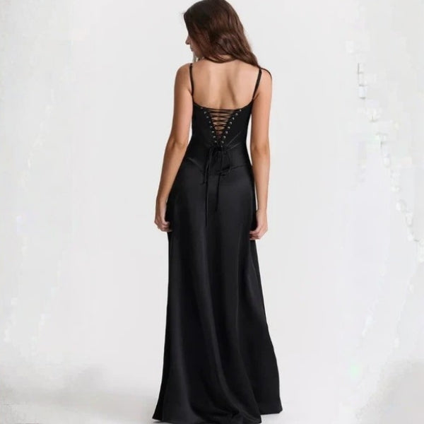 The Mirrorcurve Satin-Finish Maxi Dress