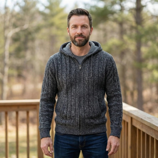 The Alpine Merino Wool Hooded Zip Cardigan