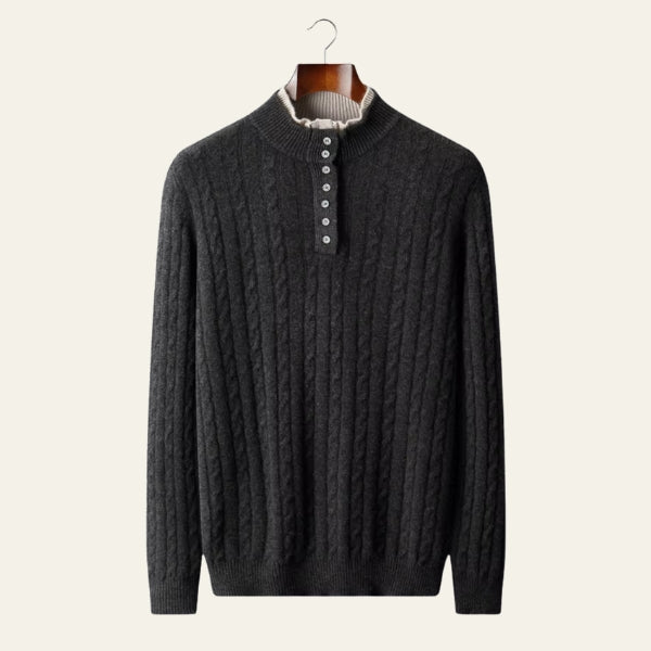 The Chamonix Merino Wool Button Mock Neck