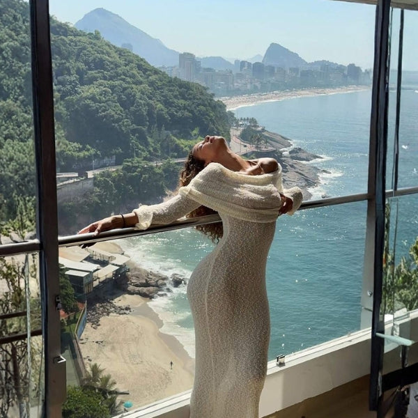 The Santorini Off-Shoulder Textured Maxi Dress