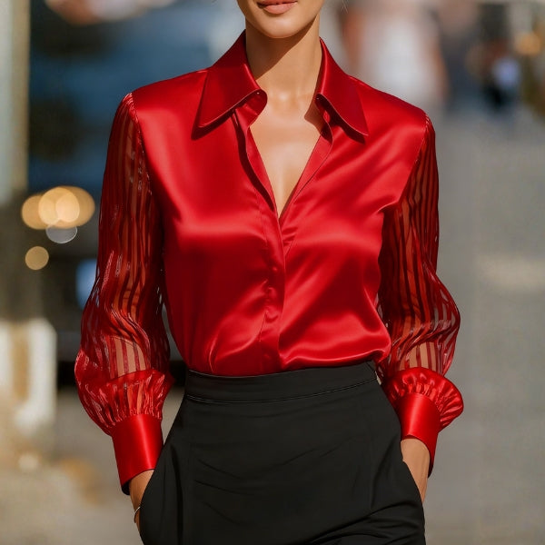 The Parisian Sheer-Stripe Satin Shirt