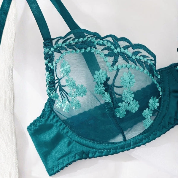 The Isla Embroidered Mesh Lingerie Set