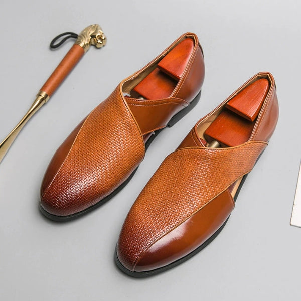 The Riviera Textured Cross-Strap Loafers
