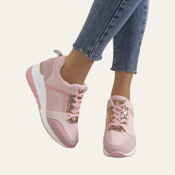 The Verona Metallic-Panel Wedge Sneakers