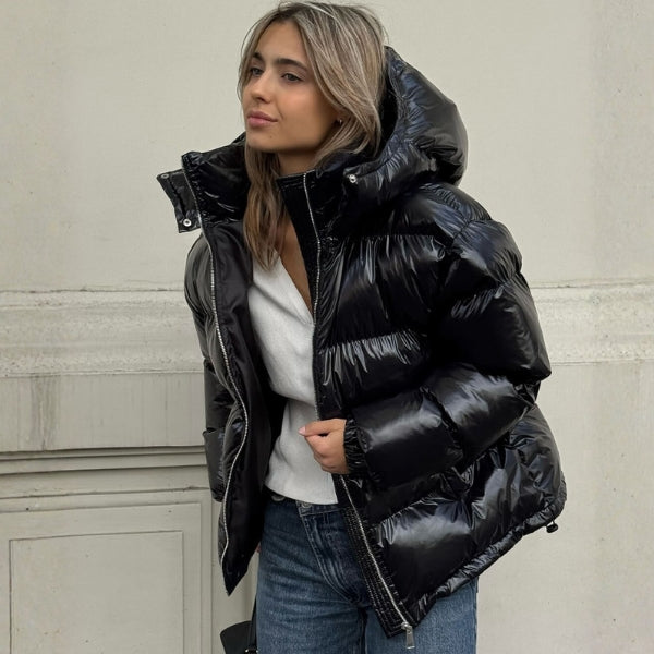 The Soho Gloss-Finish Hooded Puffer Jacket