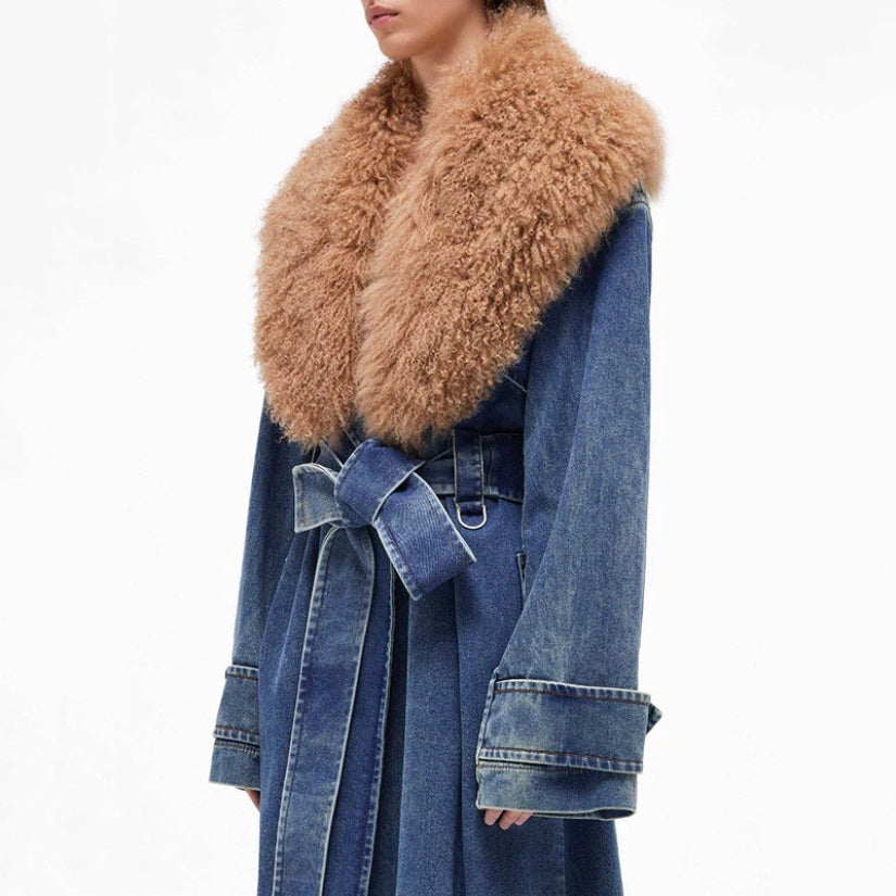 The Aspen Denim Shearling Coat