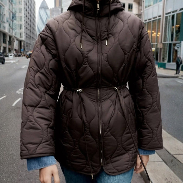 The Aspen Hooded Quilted Drawstring Jacket