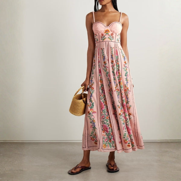 The Mykonos Floral-Embroidered Maxi Dress